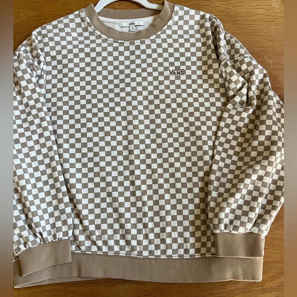 Vans Medium Brown Checkered, fleece lined crew neck